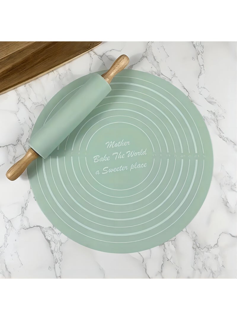 Arabest Silicone Pastry Mat and Rolling Pin Set - Perfect for Baking, Cooking, and Candy Making - Durable and Non-Stick - Essential Kitchen Gadgets and Accessories  - Image 1