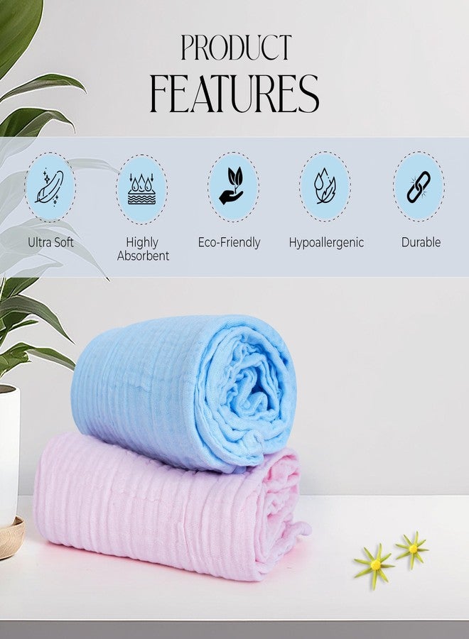 BASEEFY Muslin Baby Bath Towel Newborns Super Soft High Absorbent Cotton 6 Layer Towel Infants Toddlers Kids Boys Girls (105 * 105 CM, Blue) - Image 3