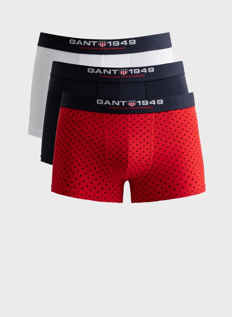 GANT 3 Pack Assorted Logo Band Trunks