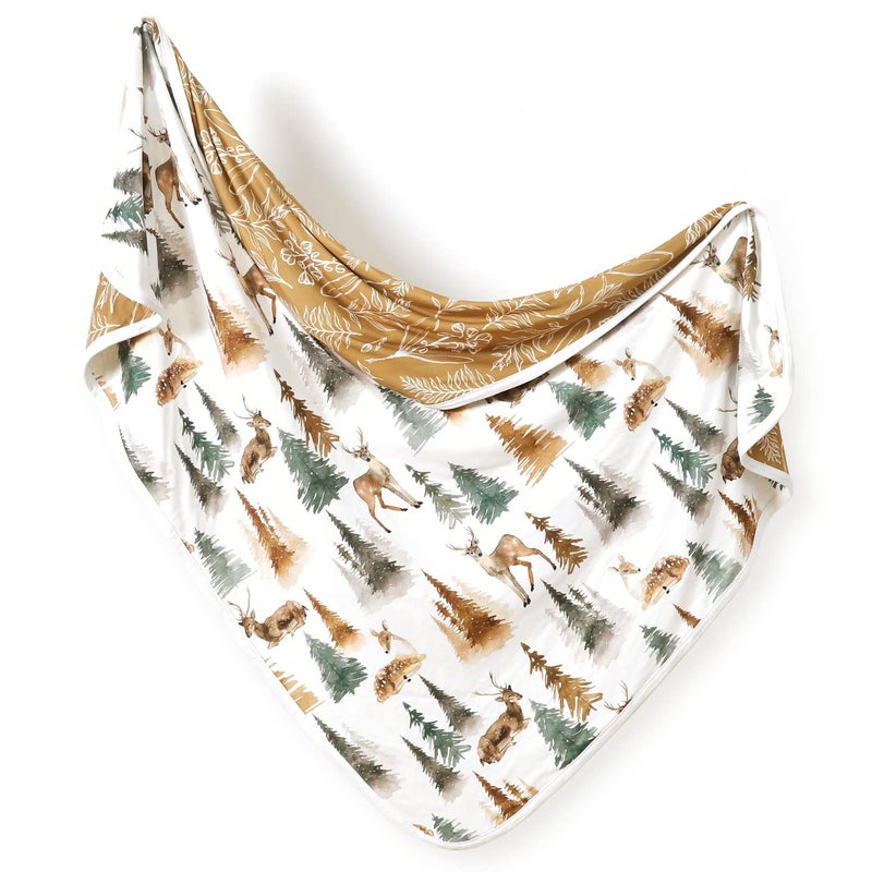 GRSSDER Baby Blankets Super Soft Stretchy Jersey Knit Swaddle Blanket for Baby Girls and Boys, Double Layer Receiving Blankets 34 x 44 Extra Large for Swaddling, Deer Pattern - Image 1
