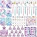 SNLN Mermaid Party Favors Birthday Supplies for Girl Gift Boxes Notebooks Fishtail Pen Silicone Bracelet Necklaces Rings Hair Ties Stickers Mermaid Birthday Party Favors Goodie Bags Stuffers - Image 2