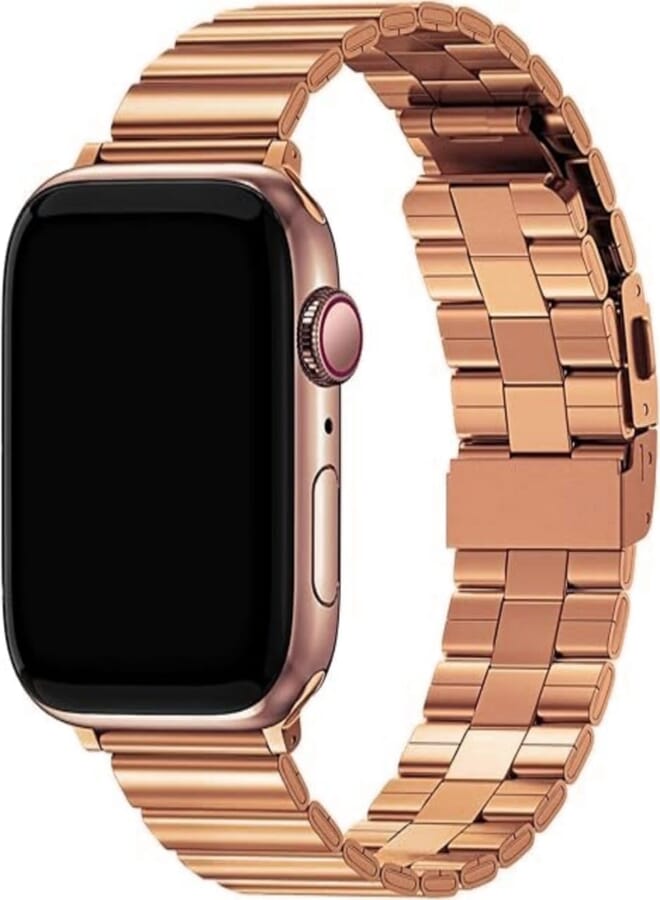 Next Next Store Stainless Steel Watch Band Compatible with iWatch Series Ultra/Ultra 2/9/8/7/6/5/4/3/2/1/SE 49mm 46mm 45mm 44mm 42mm for Men Women.(Rose Gold)