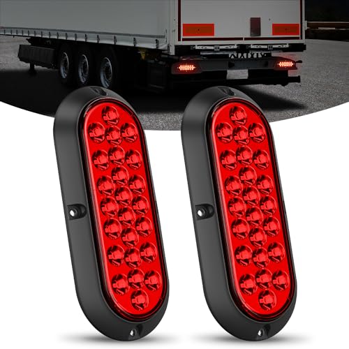 Nilight 6Inch Oval Tail Light 2PCS Red 24LED Running Stop Brake Turn Surface Mount Marker Light Sealed IP67 Waterproof Taillight for 12V RV Camper Caravan Truck Trailer Bus - Image 1