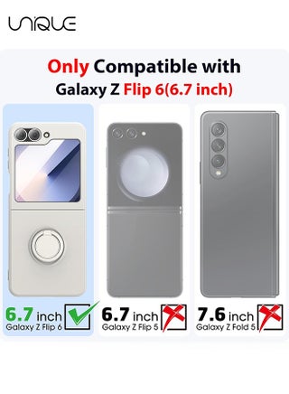 For Samsung Galaxy Z Flip 6 Case - with Ring Stand Shockproof Full Body Protection Phone Case for Galaxy Z Flip 6 5G 6.7 Inch - White - view 2