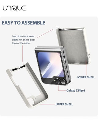 For Samsung Galaxy Z Flip 6 Case - with Ring Stand Shockproof Full Body Protection Phone Case for Galaxy Z Flip 6 5G 6.7 Inch - White - view 4