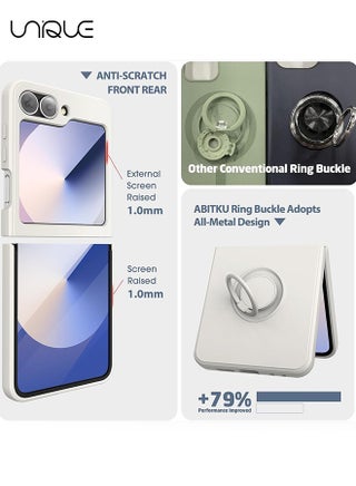 For Samsung Galaxy Z Flip 6 Case - with Ring Stand Shockproof Full Body Protection Phone Case for Galaxy Z Flip 6 5G 6.7 Inch - White - view 5