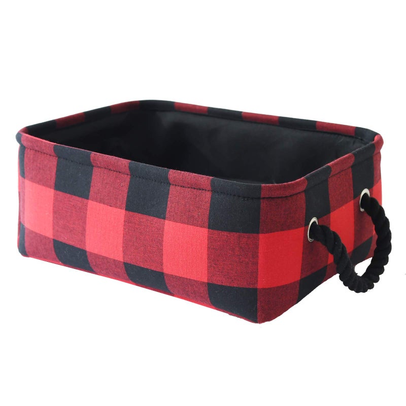INough Christmas Basket Red Christmas Baskets for Gifts Empty Toy Baskets Storage Kids Buffalo Plaid Storage Cube Christmas Storage Baskets Holiday Baskets Empty Buffalo Plaid Baskets