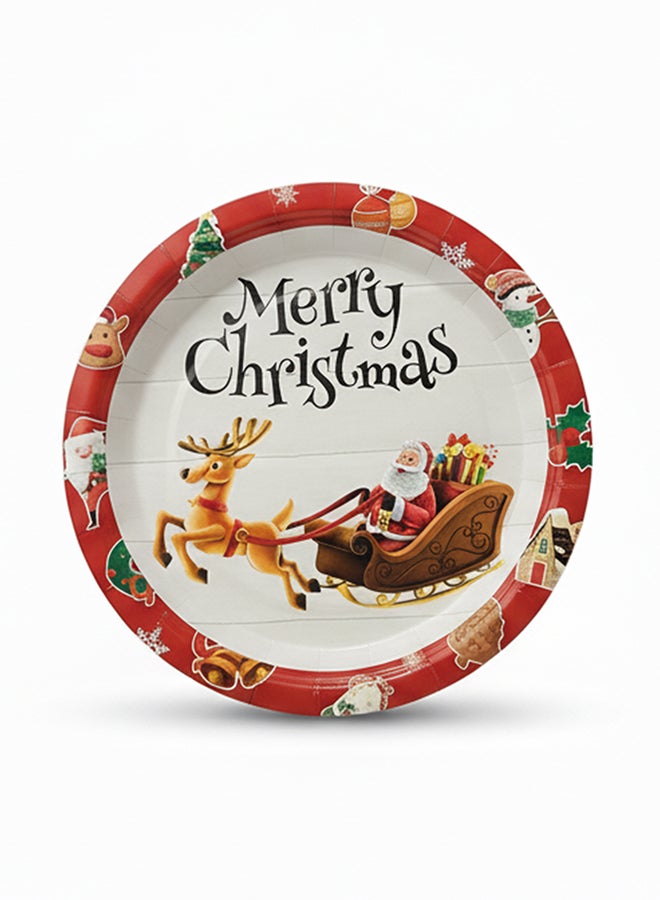 HomePro 9" Disposable Christmas Dinner Plate White - Pack of 6 - Image 2