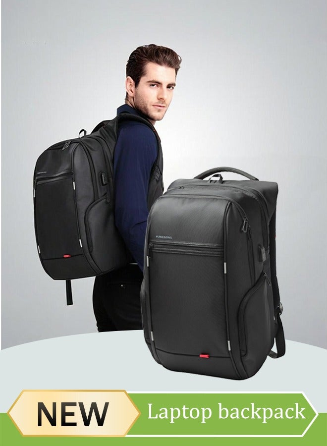 Laptop backpack, multifunctional polyester fiber backpack, waterproof travel backpack, with USB charging port, adjustable shoulder strap, suitable for work, outdoor, travel, camping - Image 1