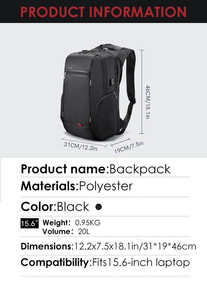 Laptop backpack, multifunctional polyester fiber backpack, waterproof travel backpack, with USB charging port, adjustable shoulder strap, suitable for work, outdoor, travel, camping - Image 3