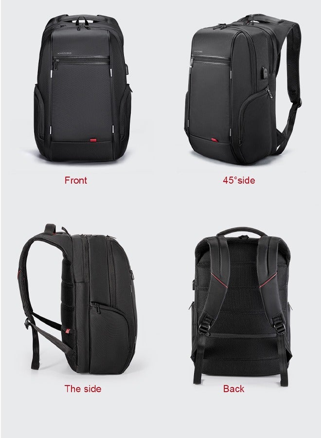 Laptop backpack, multifunctional polyester fiber backpack, waterproof travel backpack, with USB charging port, adjustable shoulder strap, suitable for work, outdoor, travel, camping - Image 4