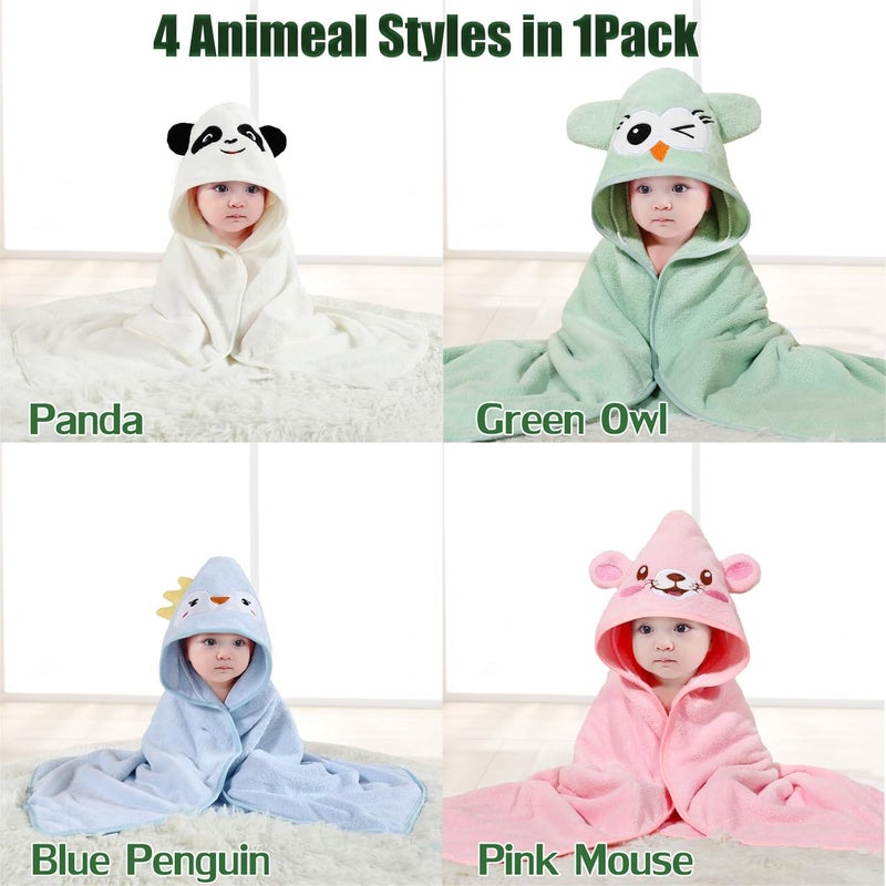 kmilro 4 Styles Hooded Baby Towels Premium Coral Fleece Ultra Soft Absorbent 32 x 32 Inch Unisex Baby Bath Towel for Newborns Toddlers and Kids Natural Baby Stuff Towel with Hood for Boy and Girl - Image 3