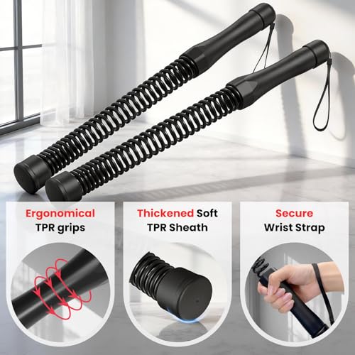 DERACY 2-in-1 Cordless Battle Ropes, Ropeless Battle Ropes for Home Gym, Portable Battle Rope, Home Workout Equipment for Men Women (Black) - Image 4