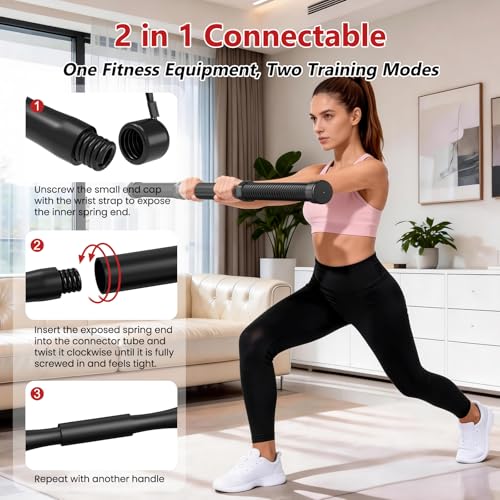 DERACY 2-in-1 Cordless Battle Ropes, Ropeless Battle Ropes for Home Gym, Portable Battle Rope, Home Workout Equipment for Men Women (Black) - Image 3