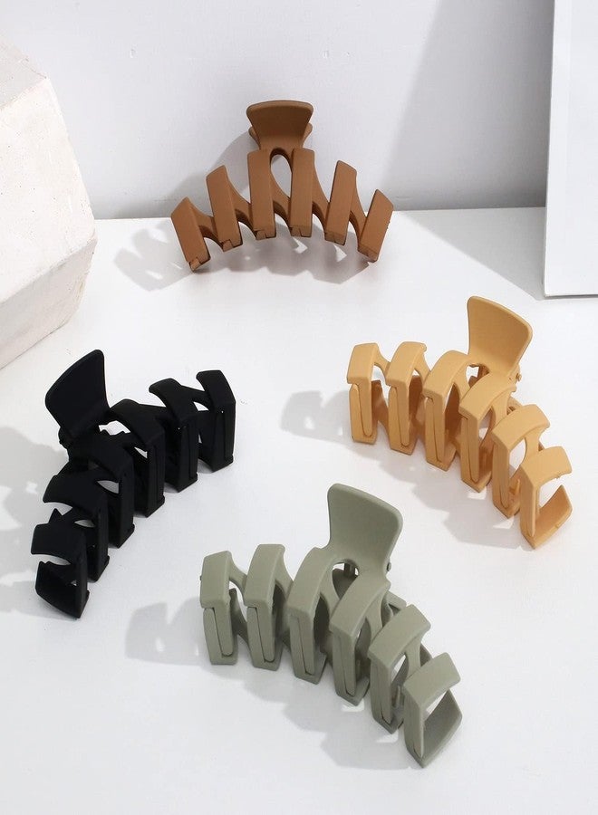RHOSYN HAIR ACCESSORIES Elegant Frosted Hair Claw Clips Set - Korean Style ZigZag Shape Strong Hold Barrettes, Clutchers Juda Bun Clips for Women & Girls Pack-4 Any Colors - Image 1