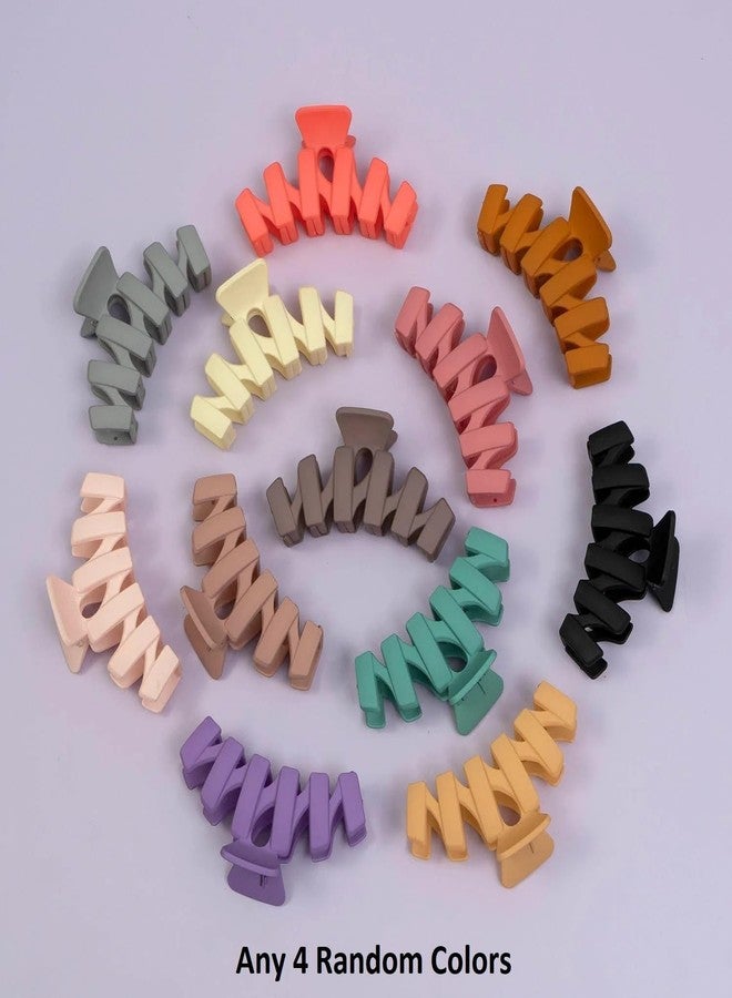 RHOSYN HAIR ACCESSORIES Elegant Frosted Hair Claw Clips Set - Korean Style ZigZag Shape Strong Hold Barrettes, Clutchers Juda Bun Clips for Women & Girls Pack-4 Any Colors - Image 2