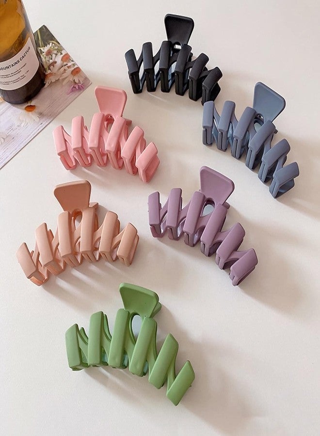RHOSYN HAIR ACCESSORIES Elegant Frosted Hair Claw Clips Set - Korean Style ZigZag Shape Strong Hold Barrettes, Clutchers Juda Bun Clips for Women & Girls Pack-4 Any Colors - Image 5