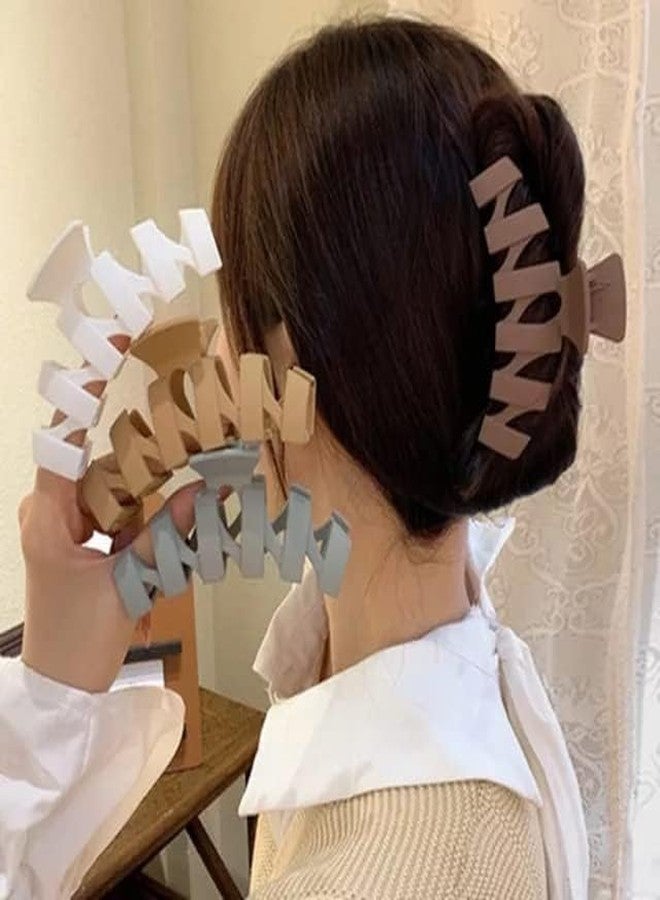 RHOSYN HAIR ACCESSORIES Elegant Frosted Hair Claw Clips Set - Korean Style ZigZag Shape Strong Hold Barrettes, Clutchers Juda Bun Clips for Women & Girls Pack-4 Any Colors - Image 3