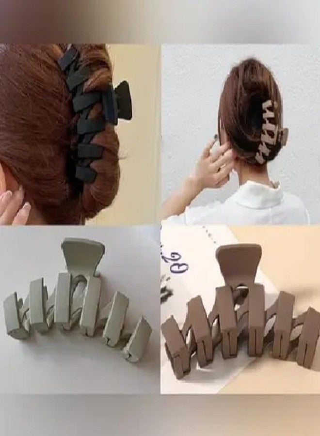 RHOSYN HAIR ACCESSORIES Elegant Frosted Hair Claw Clips Set - Korean Style ZigZag Shape Strong Hold Barrettes, Clutchers Juda Bun Clips for Women & Girls Pack-4 Any Colors - Image 4