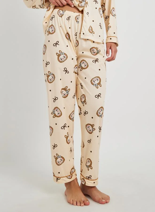 Take Two Take Two Rabbit Print Long Sleeve Shirt and Pyjama Set