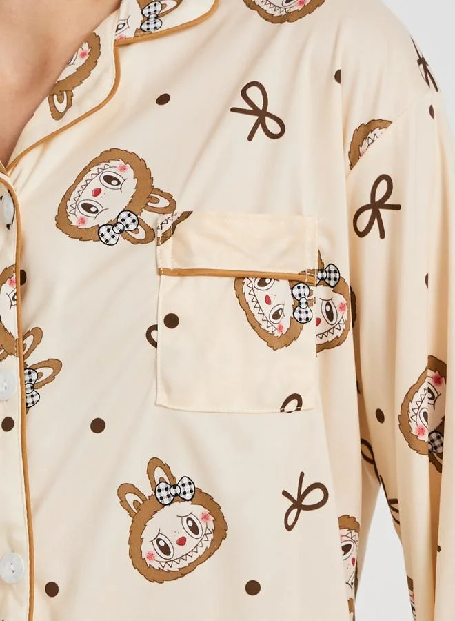 Take Two Take Two Rabbit Print Long Sleeve Shirt and Pyjama Set