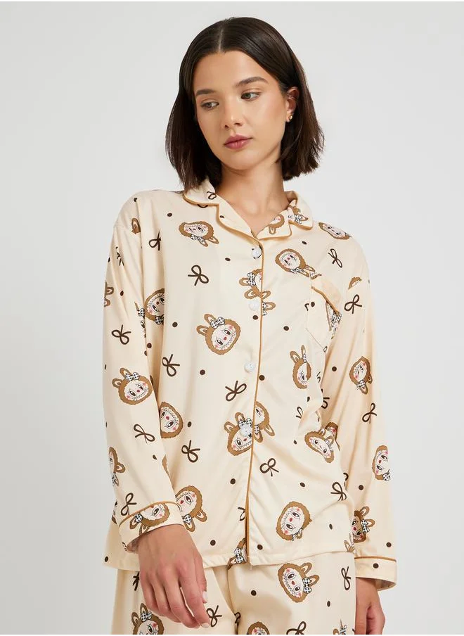 Take Two Take Two Rabbit Print Long Sleeve Shirt and Pyjama Set