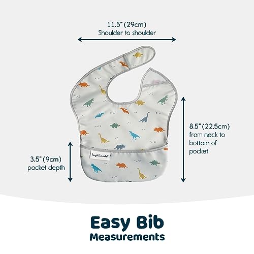 Tiny Twinkle Mess Proof Baby Bibs for Eating – Waterproof, Wipeable Toddler Bibs with Pocket – Baby Food Bibs for Girls & Boys(3 Pack,Dinosaur Set) - Image 2