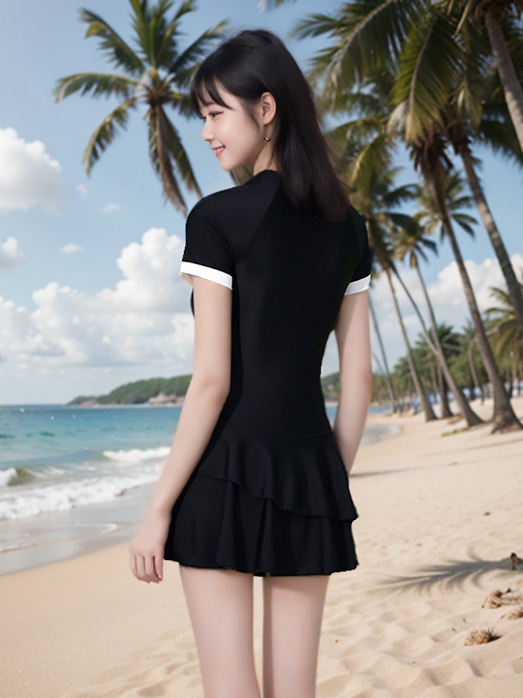 Swimsuit Female Conjoined Conservative Belly-Covering Slimming Slightly Fat Younger Sister Student Class Small Chest Gathered Super Fairy Waist - Image 4