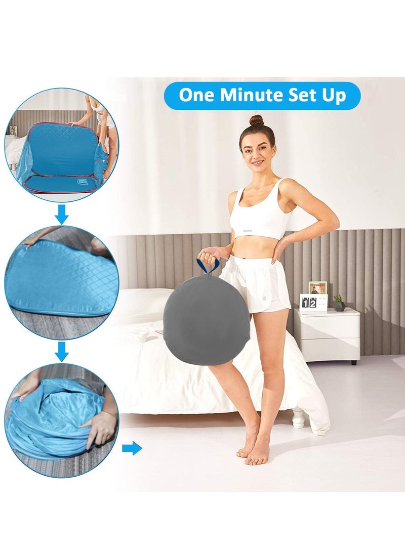 رات سو خيمة ساونا بخار محمولة مع جهاز تبخير 2 لتر، ساونا منزلية قابلة للطي لإزالة السموم والاسترخاء، سبا شخصي مع جهاز تحكم عن بُعد - Image 5