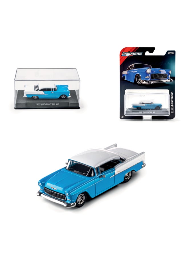 Majorette Collection 1955 Chevrolet Bel Air Diecast Model Car, 1:64 Scale Officially Licensed Classic Chevy with Metal Chassis, Rubber Tires, Display Case and Premium Collector Packaging - Image 1