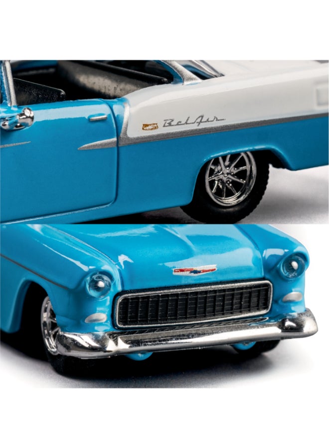 Majorette Collection 1955 Chevrolet Bel Air Diecast Model Car, 1:64 Scale Officially Licensed Classic Chevy with Metal Chassis, Rubber Tires, Display Case and Premium Collector Packaging - Image 5