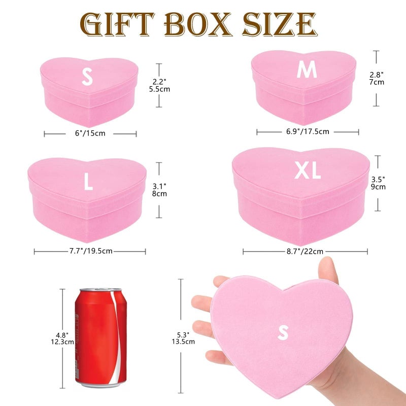 GnFlus Velvet Nesting Gift Boxes with Lids for Presents 4 Pack Pink Heart Shape Gifts Box for Arrangements Flowers Valentines Christmas Wedding Birthdays Bridesmaid Anniversary Party - Image 3