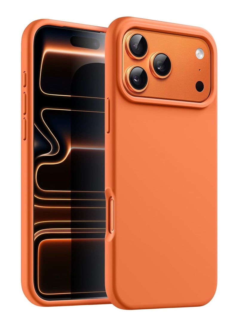 Denx Silicone Case Compatible with iPhone 17 Pro, Slim Liquid Silicone Phone Case with 3-Layer Soft Rubber Shockproof Bumper with TPU Lining (Bright Orange) - Image 1