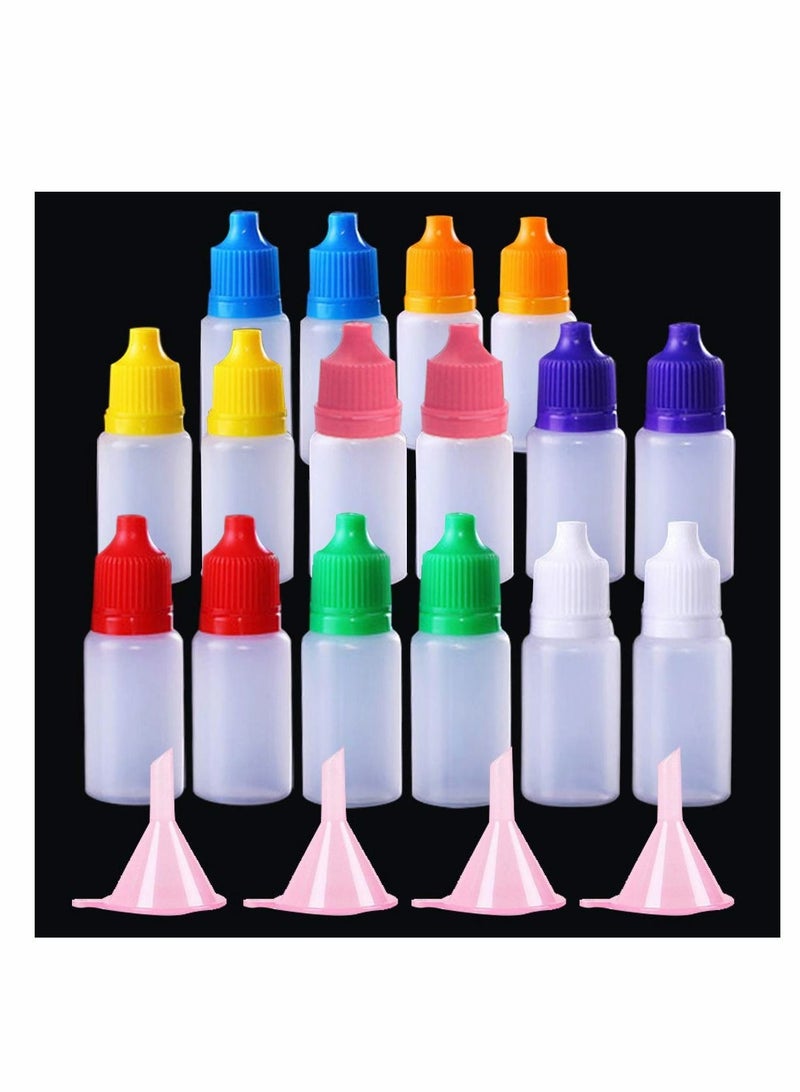 الأزرق جي دبليو 50 Pieces Squeezable Dropper Bottles White Translucent Plastic Eye Liquid Empty 10ml with 1 Pcs Funnel and Pipette - Image 3