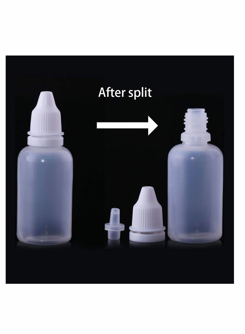 الأزرق جي دبليو 50 Pieces Squeezable Dropper Bottles White Translucent Plastic Eye Liquid Empty 10ml with 1 Pcs Funnel and Pipette - Image 2