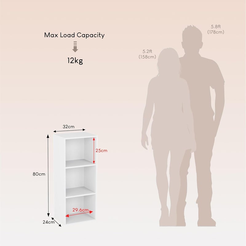 Vida Designs Oxford 3 Tier Cube Bookcase, White - Image 2