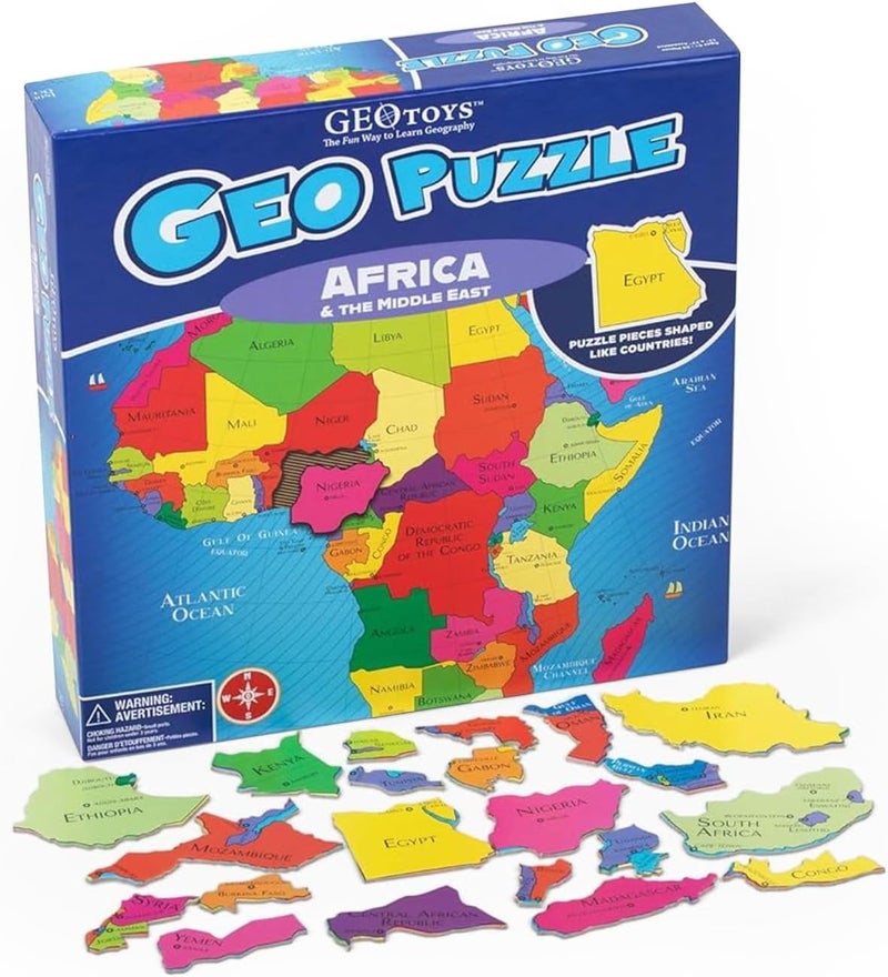 GeoToys GeoPuzzle Africa & Middle East Shaped Jigsaw Puzzle - 65 Piece Educational Map Puzzle for Kids Ages 6-9 - Image 1
