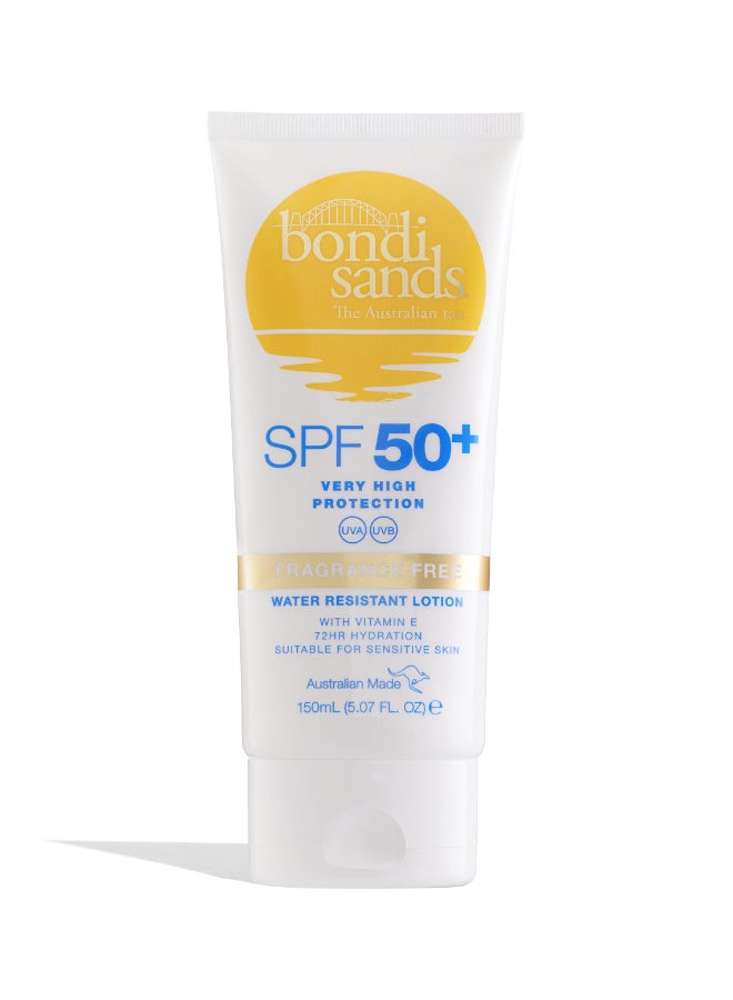BONDI SANDS لوشن واقي من الشمس واسع الطيف SPF 50+ - حماية من UVA/UVB، خالي من العطور ومقاوم للماء للبشرة الحساسة (150 مل) - Image 1