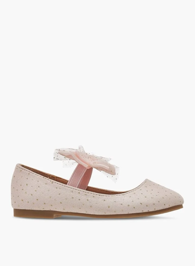 Flora Bella By Shoexpress Girls Textured Ballerina Shoes With Elastic And Bow Detail