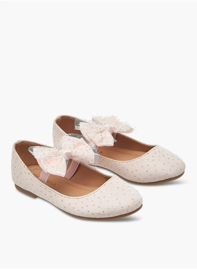 فلورا بيلا من شو إكسبرس Girls Textured Ballerina Shoes With Elastic And Bow Detail Ramadan Collection