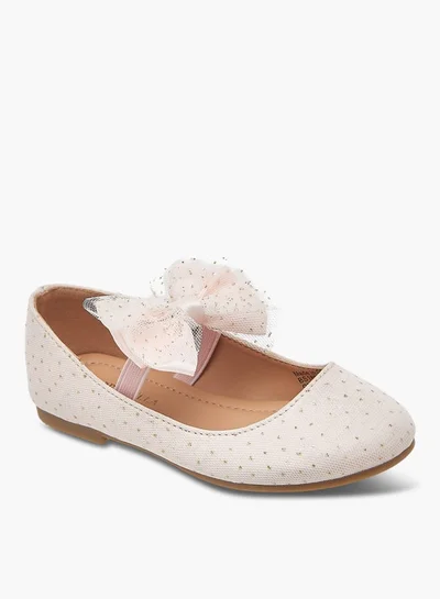 Flora Bella By Shoexpress Girls Textured Ballerina Shoes With Elastic And Bow Detail