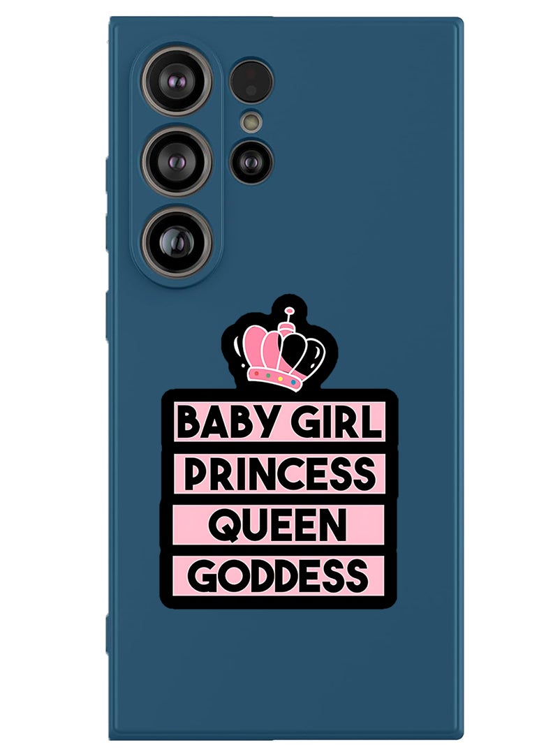 Theodor Protective Slim Fit Case Liquid Silicone Cover with Full Body Protection Anti-Scratch Shockproof Case For Samsung Galaxy S25 Ultra (Blue) - Baby Girl Princess - Image 1