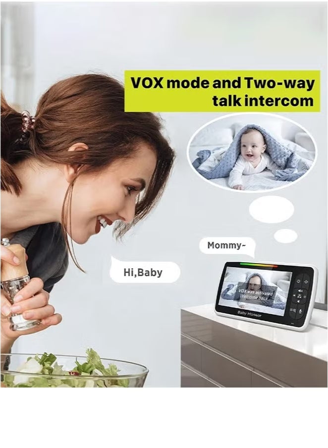 ZONBON 5.0 Inch Baby Monitor with Camera Wireless Video Nanny Security Night Vision Temperature Sleep Camera baby monitor - Image 5