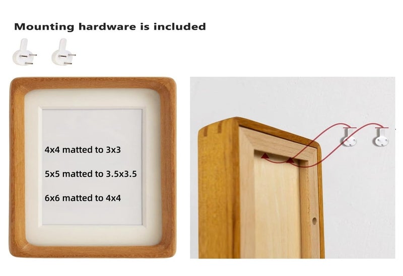 Zibrelte Natural 6x6 Picture Frame Wood with Mat for Pictures 4x4 or 6x6 Square Wall Photo Frames 6x6 Made of Solid Teak Wood for Tabletop Gallery Wall Hanging - Image 3