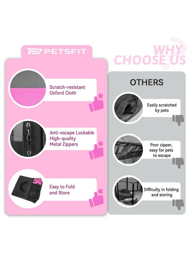 بتس فيت حظيرة لعب الكلاب من PETSFIT، حظيرة لعب للكلاب بقطر 36 بوصة للاستخدام الداخلي/الخارجي، حظيرة لعب للحيوانات الأليفة للقطط والجراء والحيوانات الصغيرة - غطاء علوي شبكي قابل للإزالة بسحاب وقاعدة مانعة للتسرب (36 بوصة × 36 بوصة × 21 بوصة ارتفاع) - Image 3