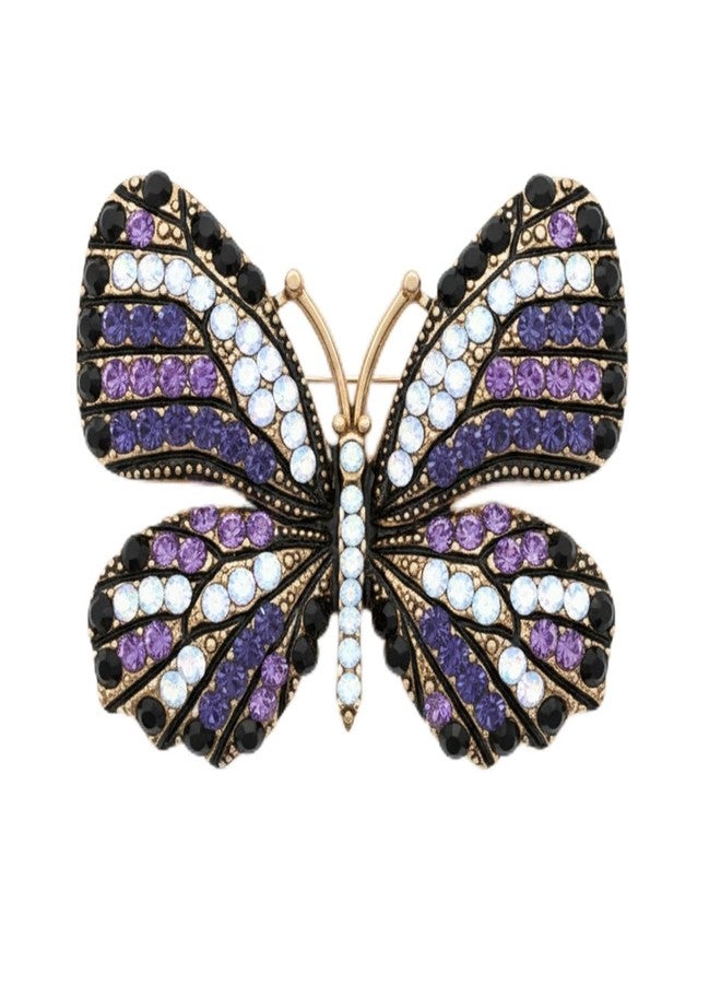 VAMA FASHIONS Gold Plated Multicolor Styling Butterfly Brooch Pin Glittery Lapel Pin for Sarees Dresses Blazers Coats Jewelry for Women - Image 1