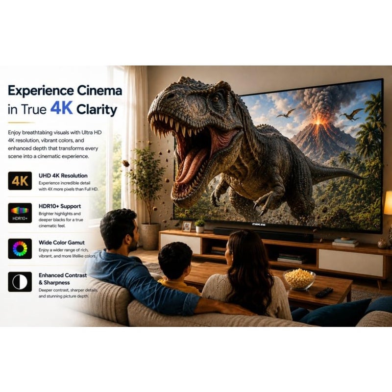 55 Inch 4K UHD Smart TV with Tizen OS Ultra HD LED Television HDR10 Built-in WiFi and Voice Control Bluetooth 2.1 + EDR 3840x2160, 3 HDMI and 2 USB - 55QTZN4KSLED - Image 3