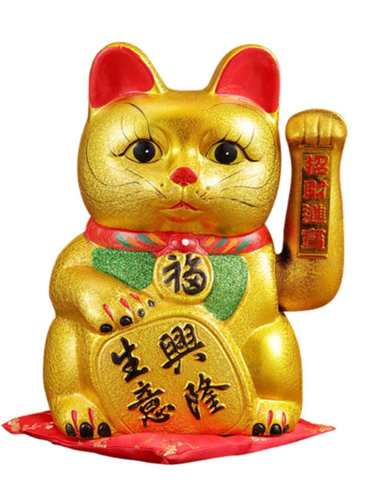 Jingke 11"Lucky Waving Cat,Japanese Porcelain Lucky Cat,New Store Home Furnishing Openingornaments Shaking Hands Ceramic Electric Lucky Cat  013 - Image 1