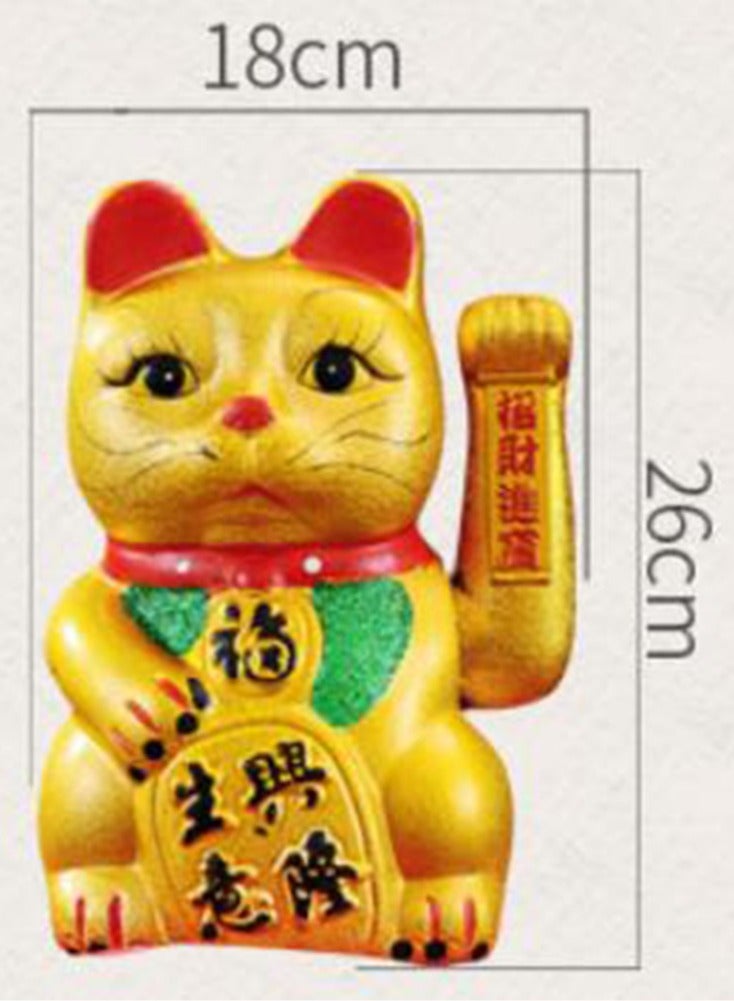 Jingke 11"Lucky Waving Cat,Japanese Porcelain Lucky Cat,New Store Home Furnishing Openingornaments Shaking Hands Ceramic Electric Lucky Cat  013 - Image 2