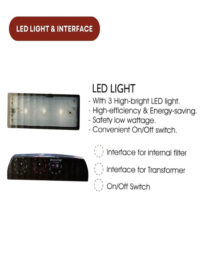 حوض أسماك صغير من دوفين BT-111 | تصميم فريد | طقم كامل 3 في 1 | يشمل حوضًا شفافًا تمامًا، ونظام ترشيح، وإضاءة LED | السعة: 5.6 لتر (أصلي من متجر توناي) - Image 4